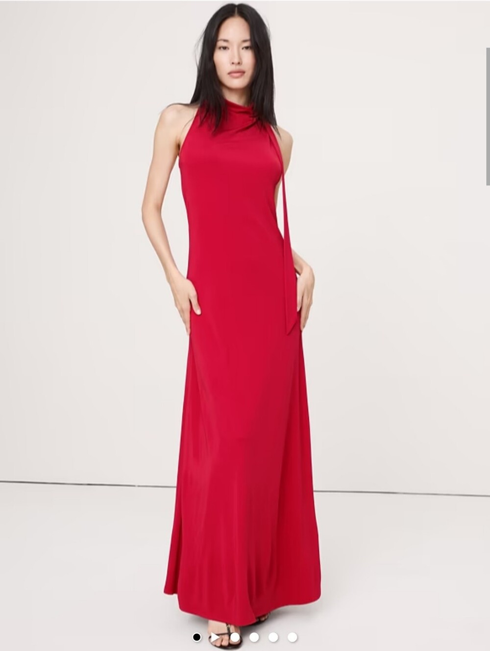 NWT Banana Republic Pompeian Red Matte Jersey Cowl-Neck Maxi Dress Size XS